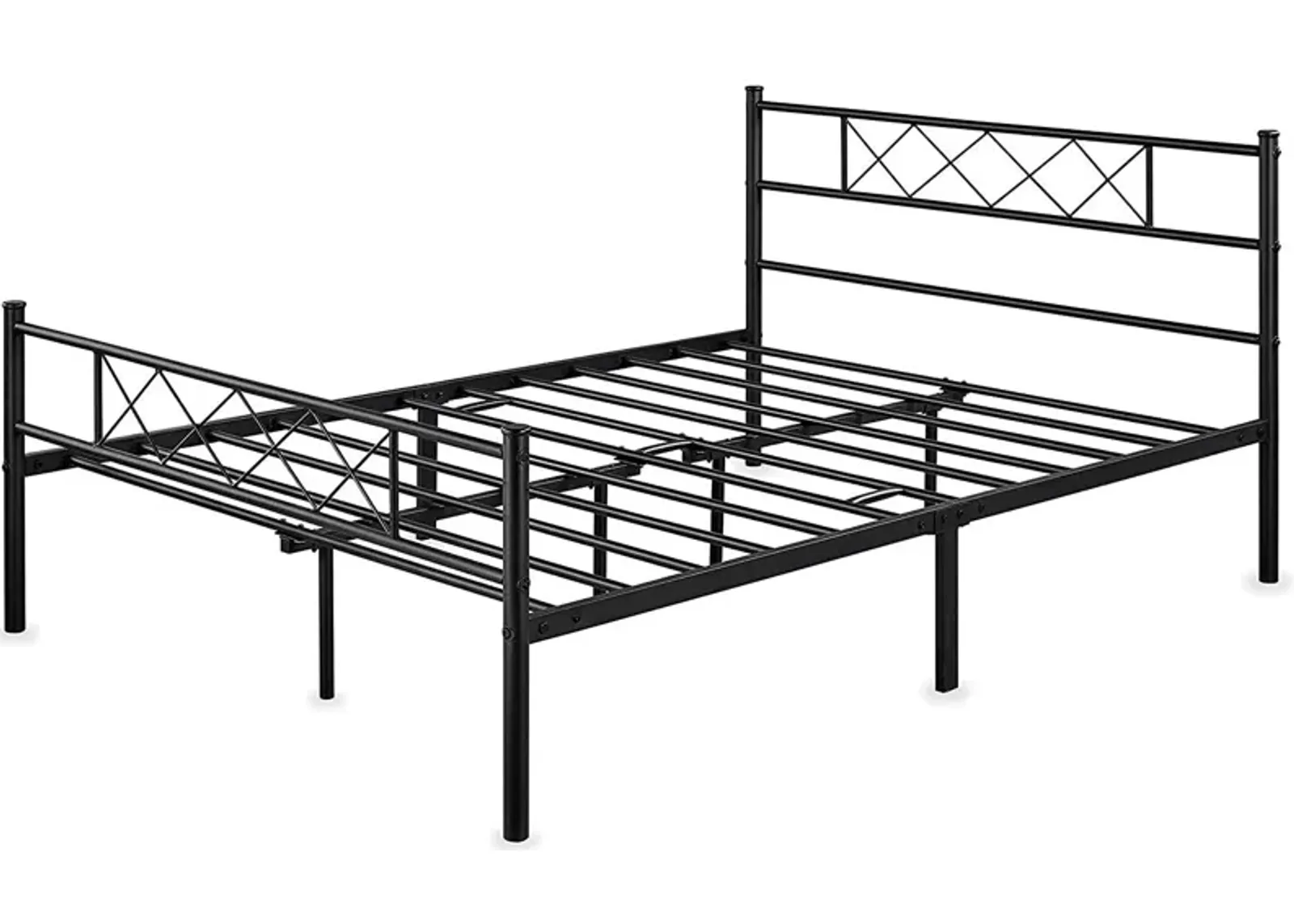 QuikFurn Full Size Traditional Powder Coated Slatted Metal Platform Bed