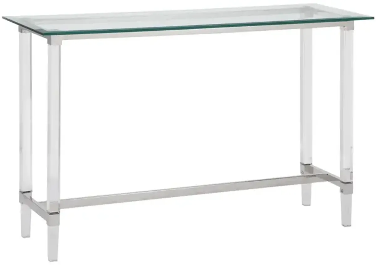 Acrylic Glass Rectangle Console Table w/Glass Lower Shelf