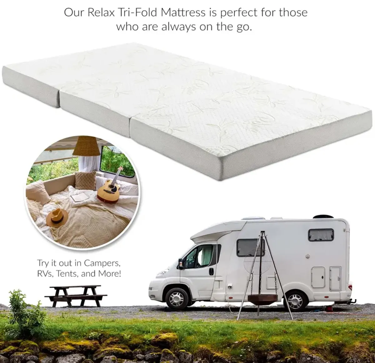 Relax 25 x 75 x 4 Tri-Fold Mattress Topper