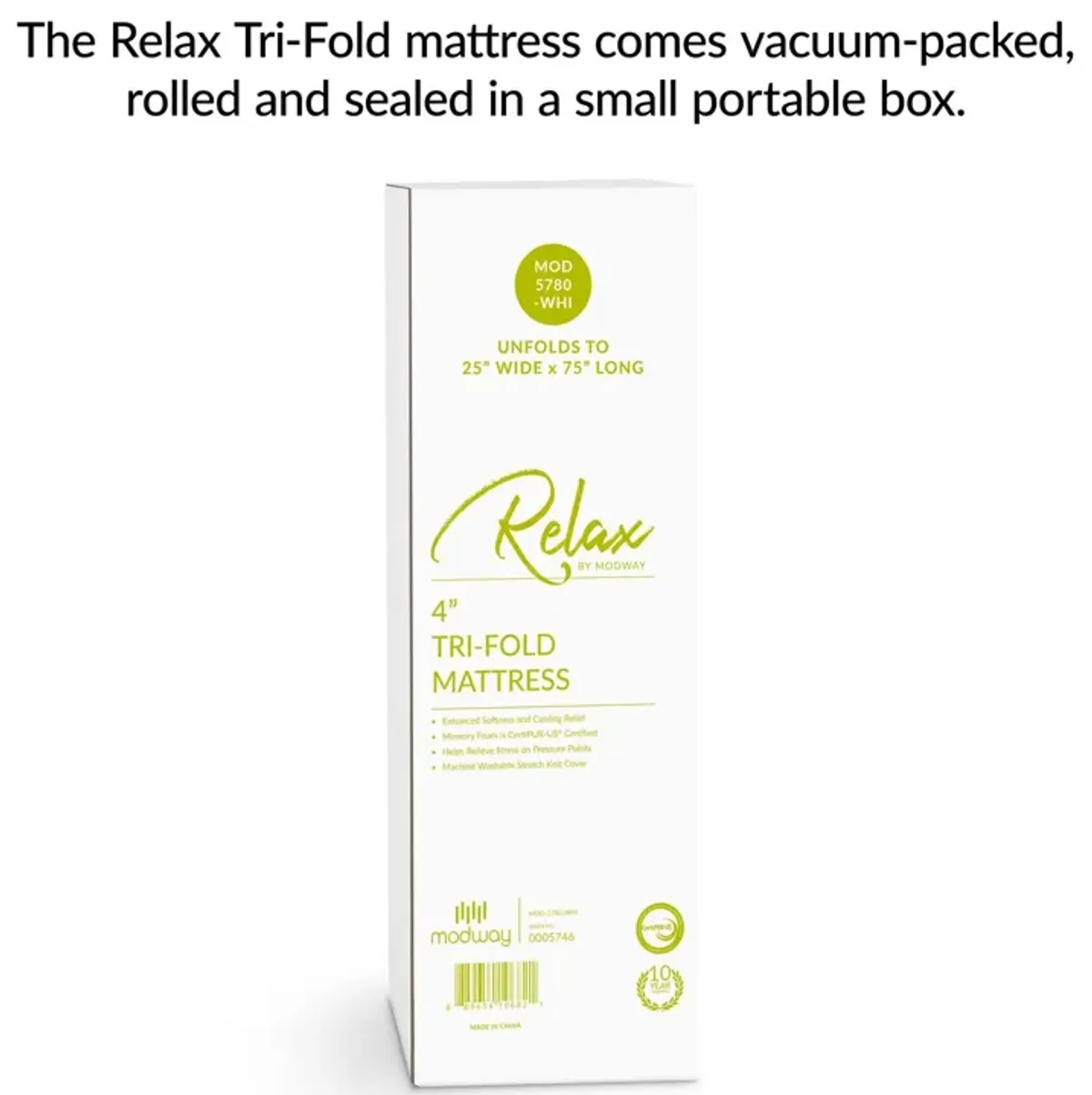 Relax 25 x 75 x 4 Tri-Fold Mattress Topper