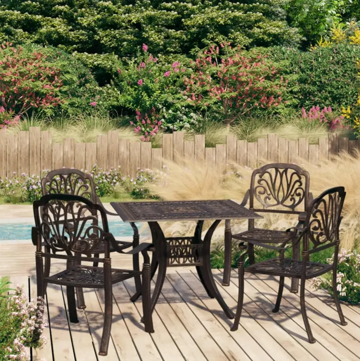 vidaXL 5 Piece Bistro Set Cast Aluminum Bronze