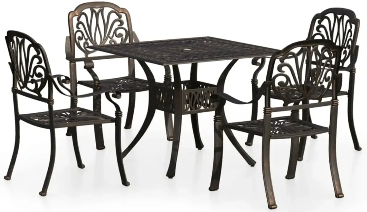 vidaXL 5 Piece Bistro Set Cast Aluminum Bronze