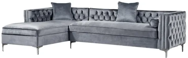 Inspired Home Clarinda Velvet Left Facing Chaise Sectional Sofa
