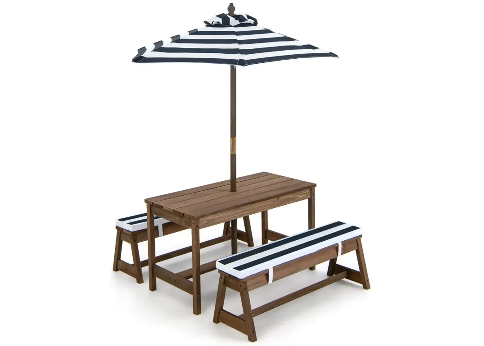 Kids Picnic Table and Bench Set with Cushions and Height Adjustable Umbrella