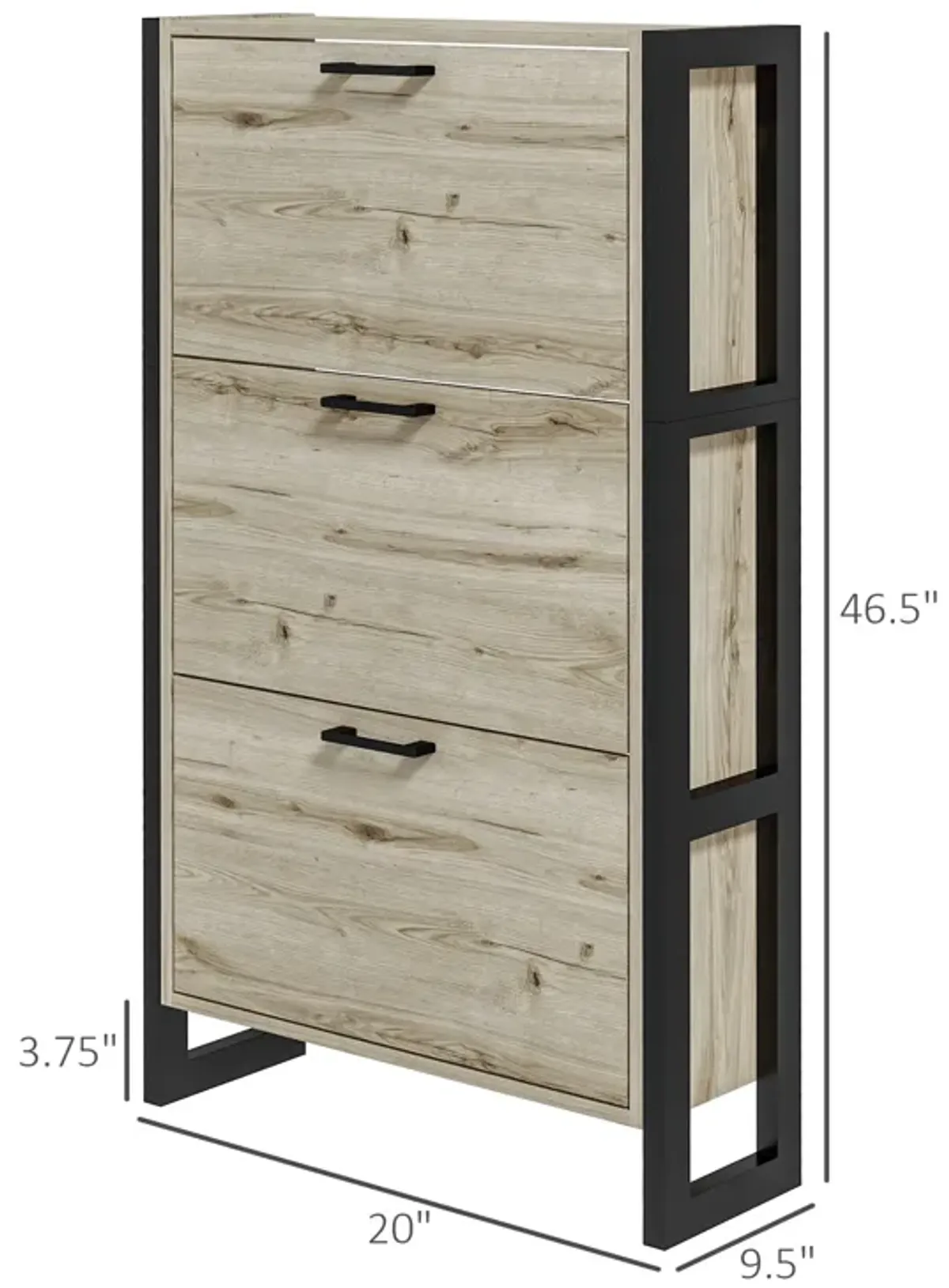 HOMCOM Shoe Cabinet with 3 Flip Drawers Narrow Shoe Storage Cabinet