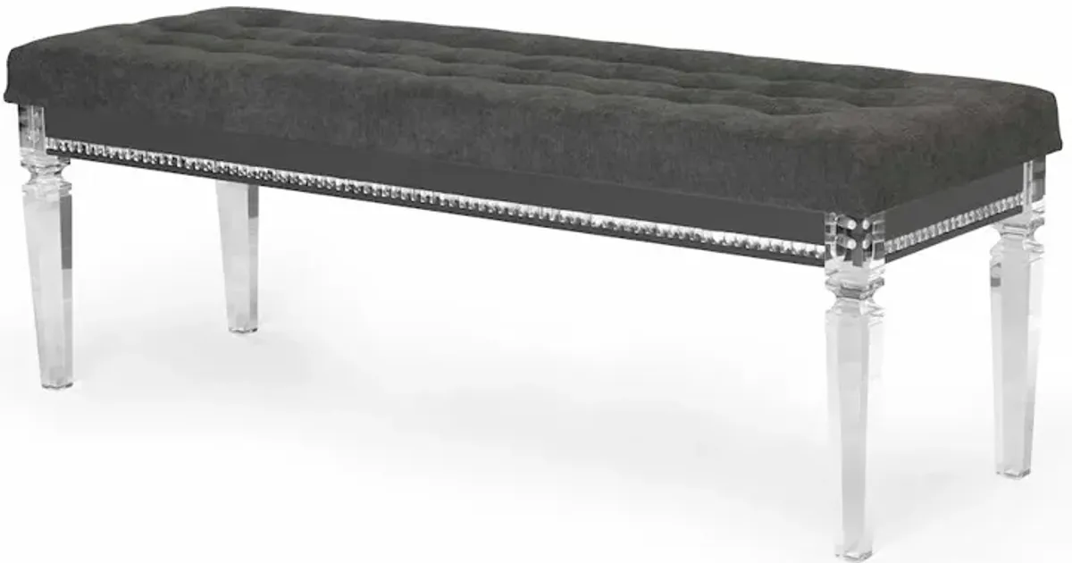 Best Quality Furniture Bench with Tufted Buttons, Gem Strip, and Acrylic Legs