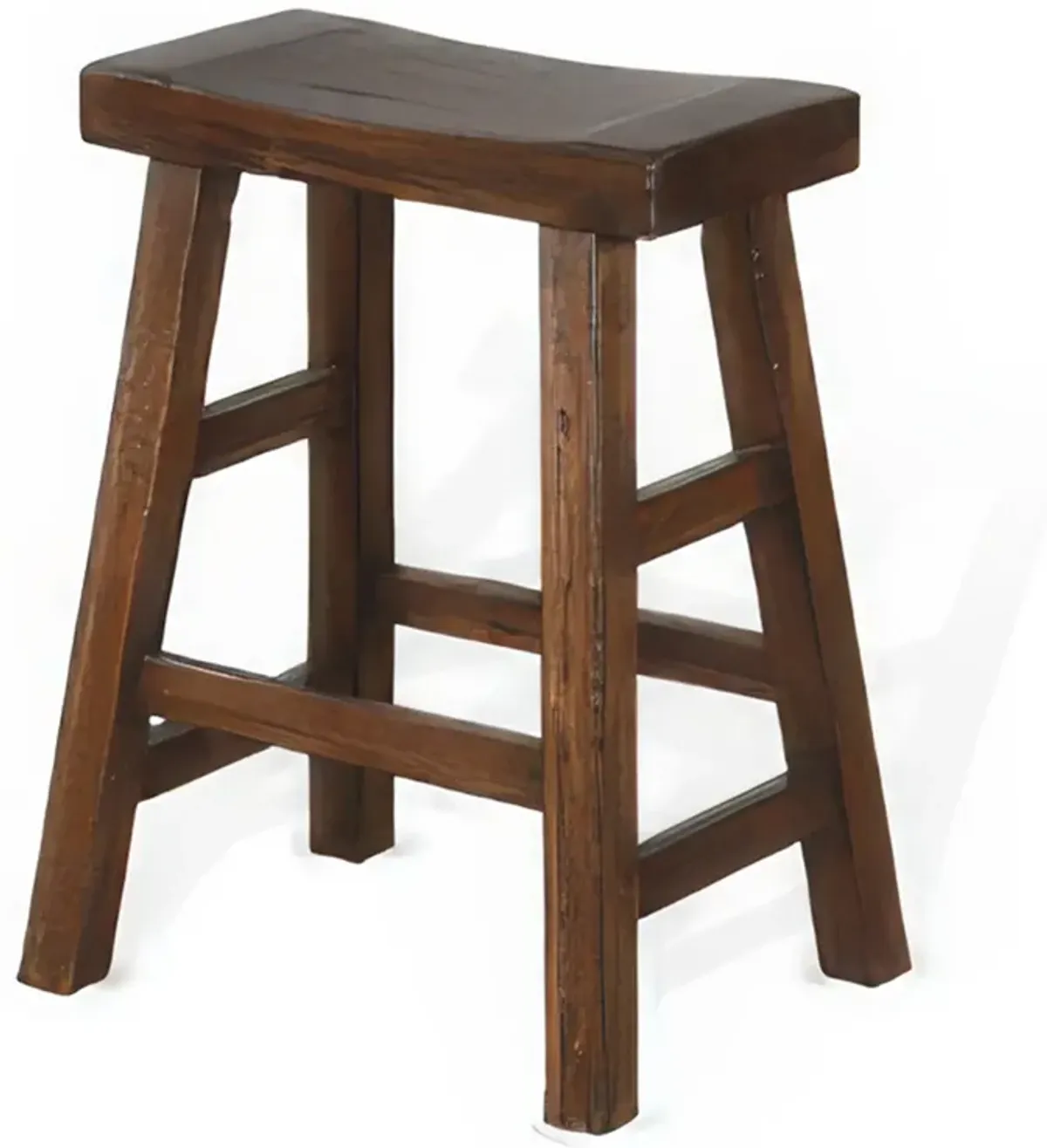 Reggie Counter Stool Set of 2, Saddle Seat Mocha Brown Mahogany - Benzara