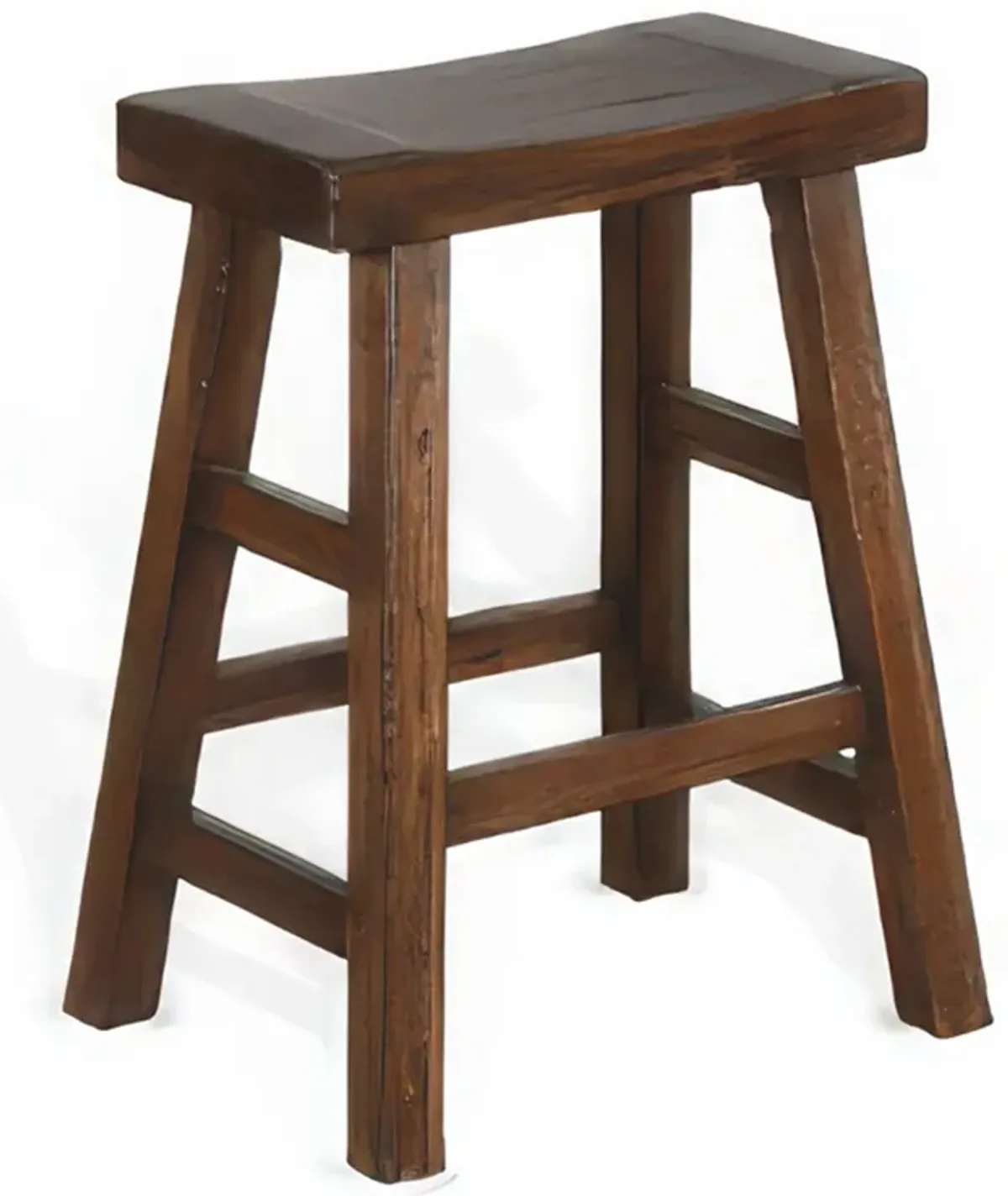 Reggie Counter Stool Set of 2, Saddle Seat Mocha Brown Mahogany - Benzara