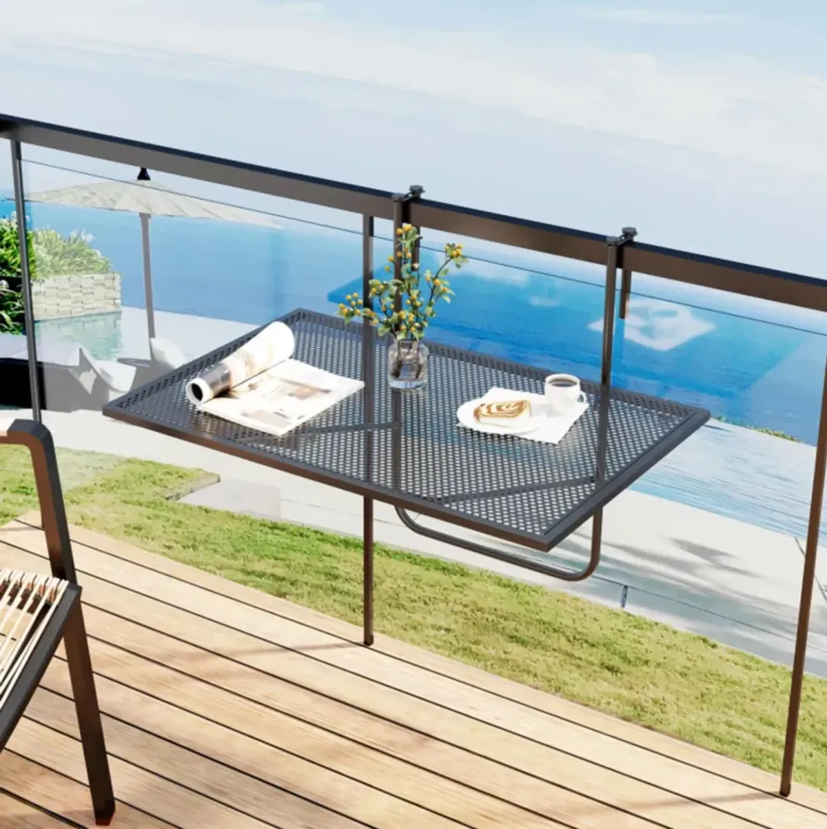 Hivvago Outdoor Folding Hanging Table with Metal Frame