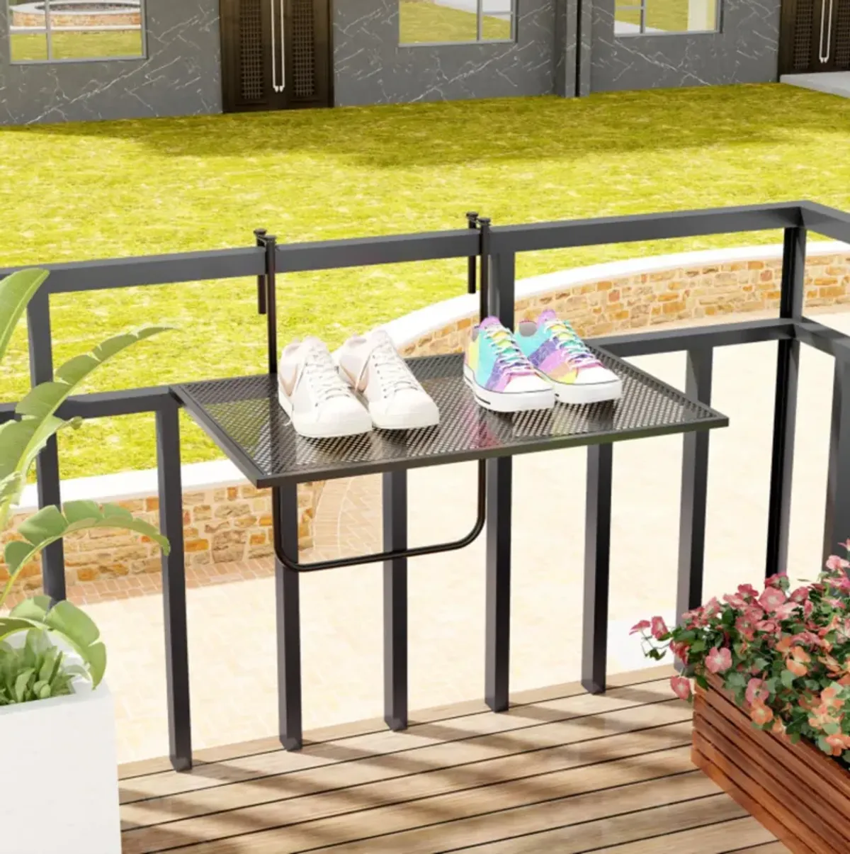 Hivvago Outdoor Folding Hanging Table with Metal Frame