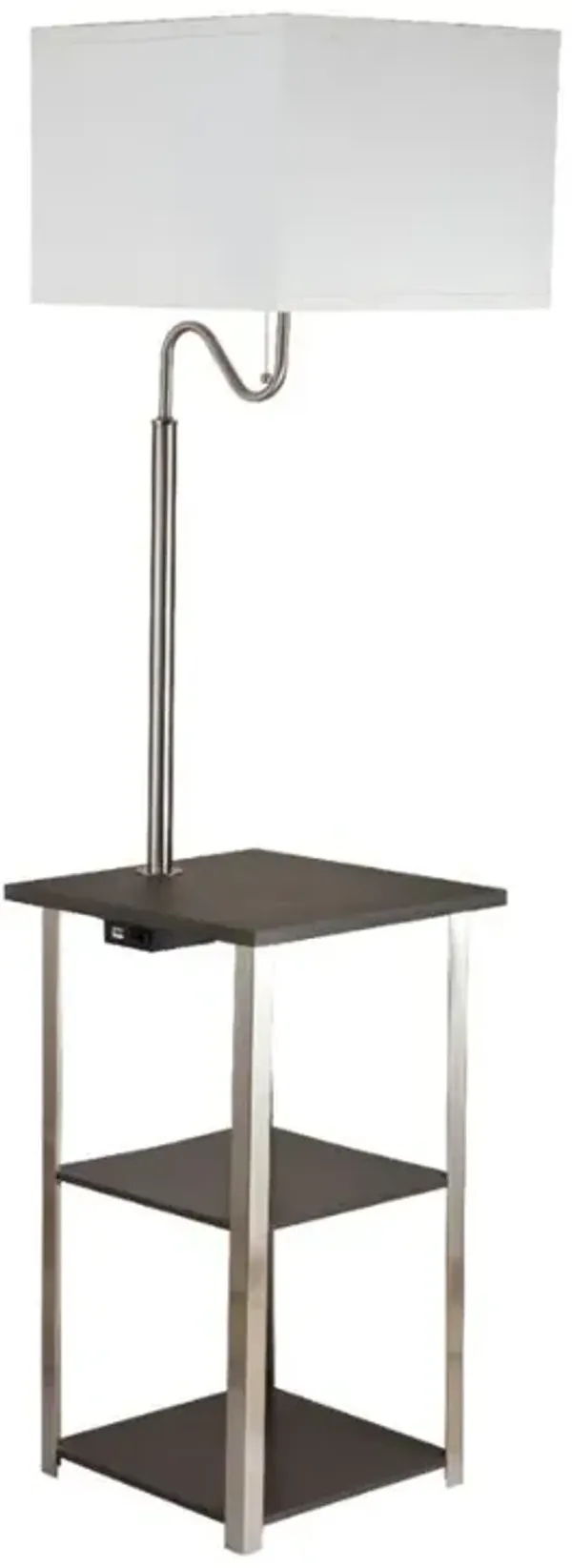 Hivvago 58" Steel Tray Table Floor Lamp With White Square Shade