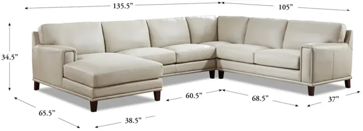 Hayward Top Grain Leather U-Shaped Sectional with Left Chaise