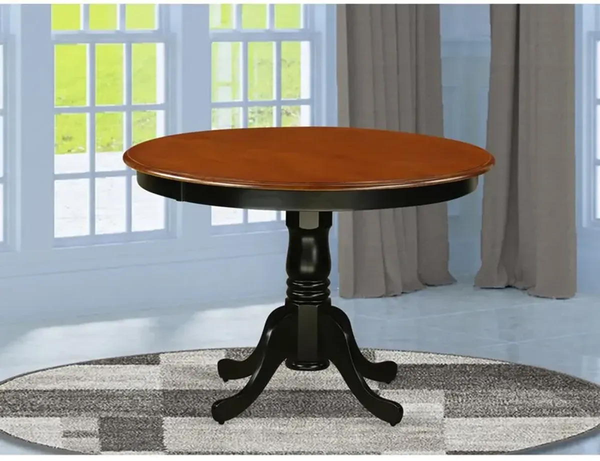 East West Furniture Hartland  Table  42  diameter  Round    Table  -Black  and  Cherry  Finish