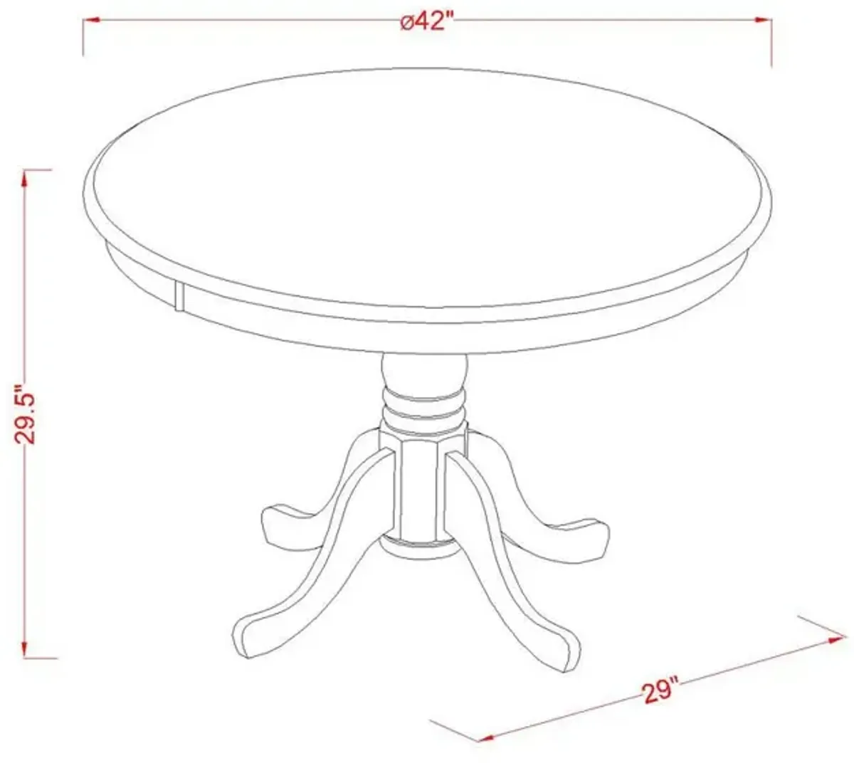 East West Furniture Hartland  Table  42  diameter  Round    Table  -Black  and  Cherry  Finish