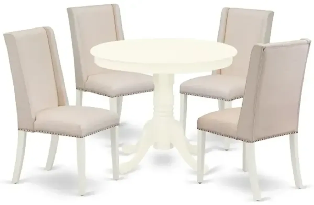 Dining Room Set Linen White, ANFL5-LWH-01