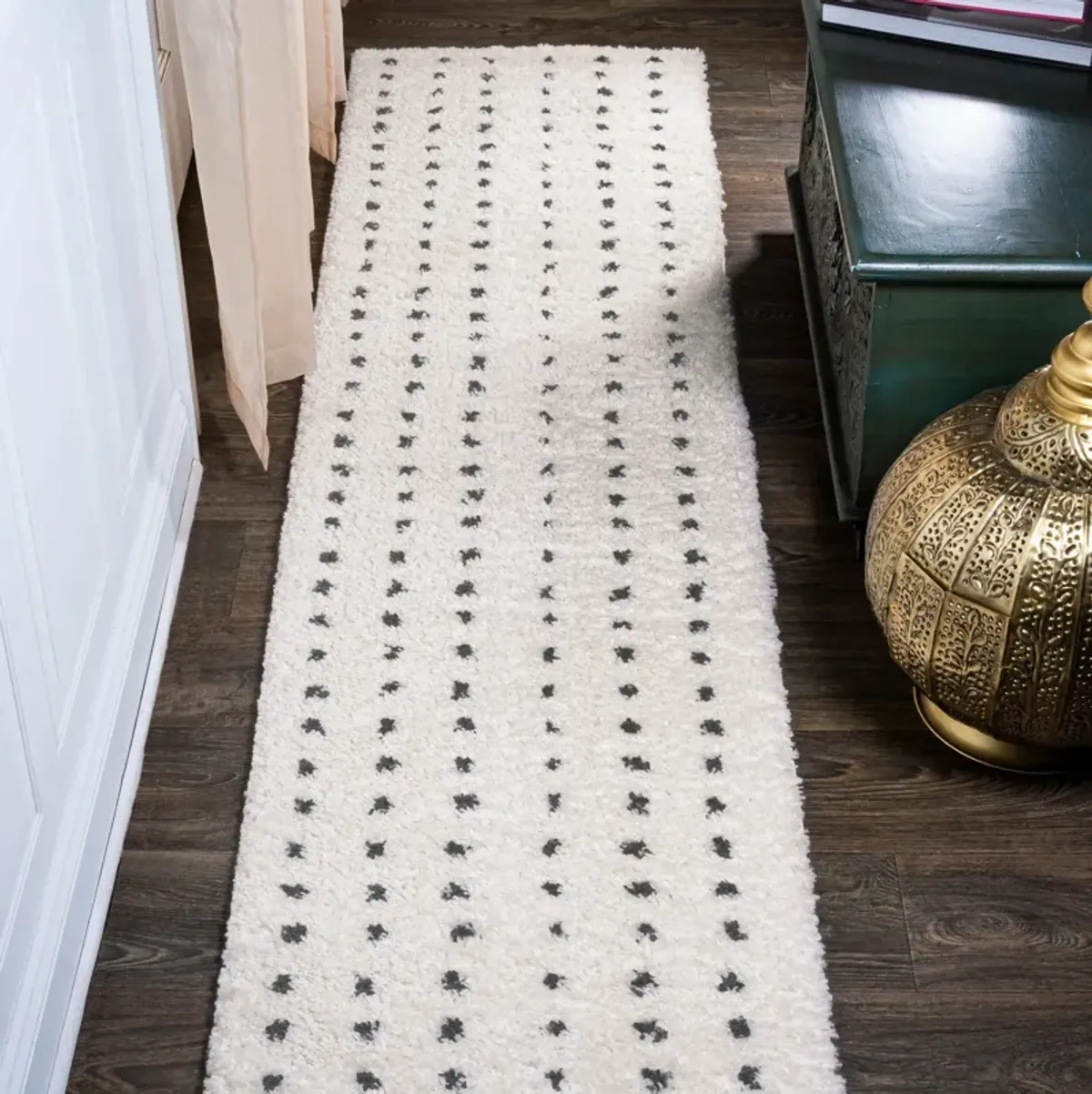 Pele Modern Geometric Dot Shag Area Rug