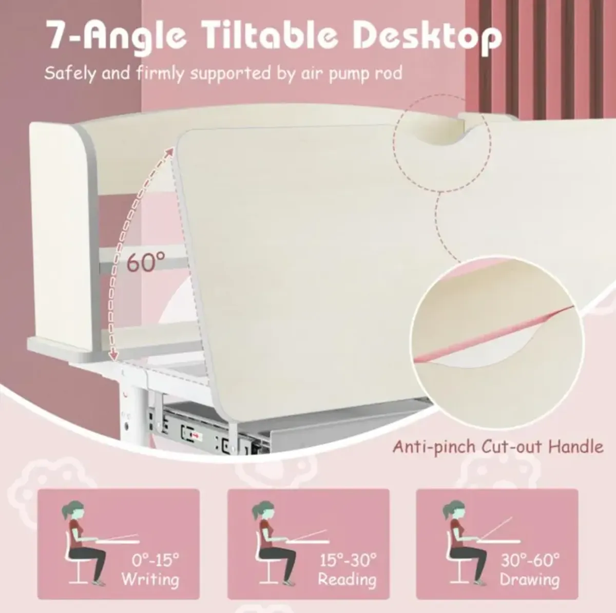 Hivvago Height Adjustable Kids Study Desk with Tilt Desktop