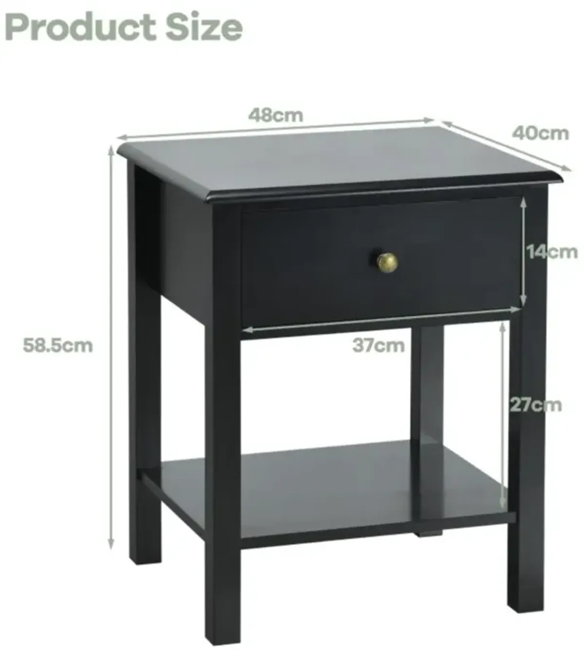 Hivvago Nightstand End Table with Drawer and Shelf