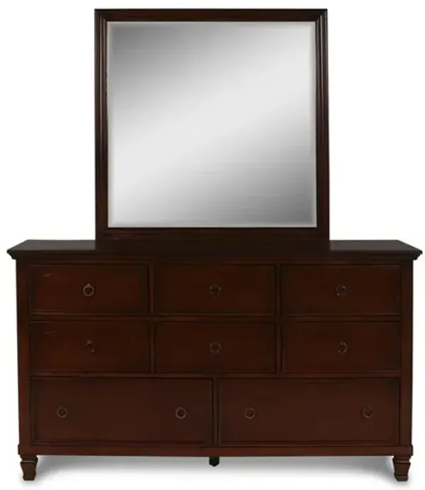 New Classic Furniture Furniture Tamarack Wood 8-Drawer Dresser with Mirror in Brown Cherry
