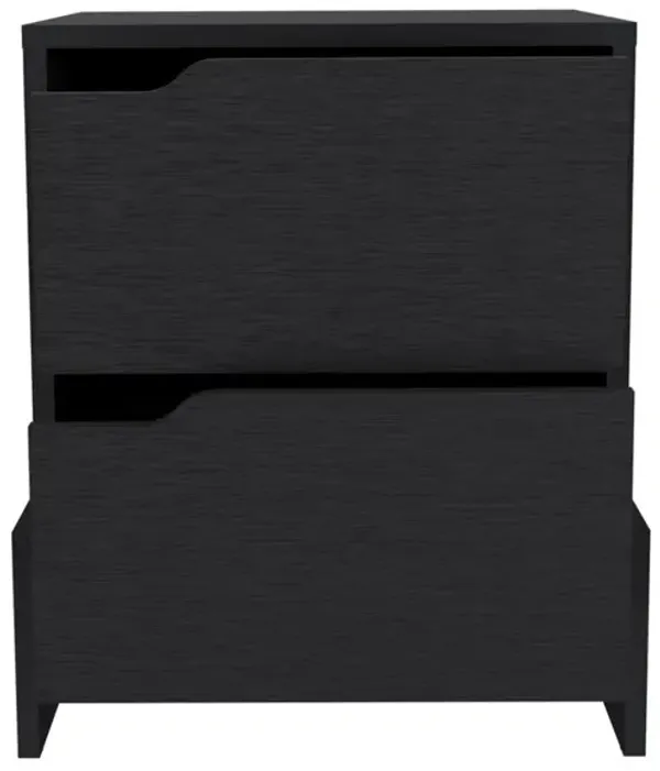 Haines Nightstand with 2-Drawers, End Table with Sturdy Base, Black