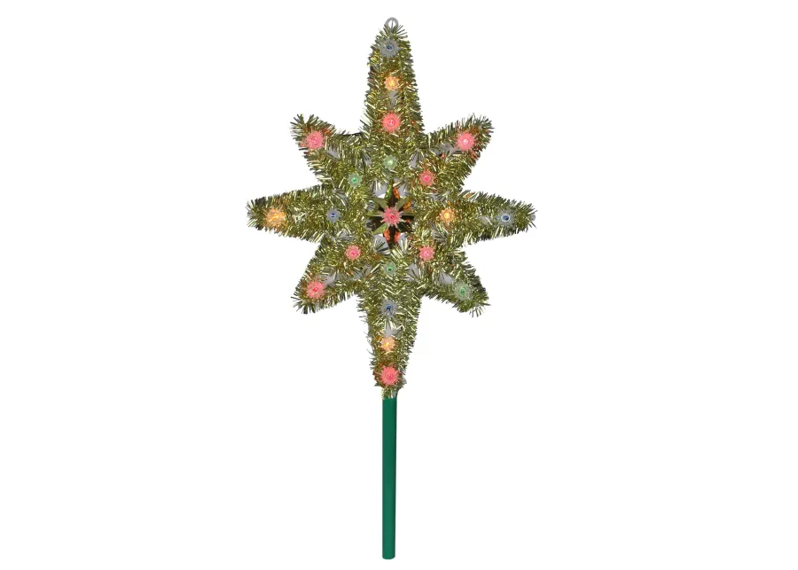 21" Lighted Gold Star of Bethlehem Christmas Tree Topper - Multicolor Lights