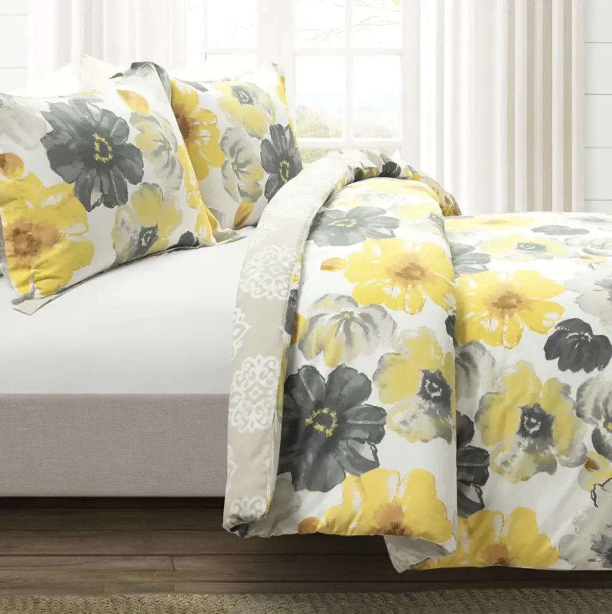 Leah Reversible Cotton Duvet Cover  3Pc Set