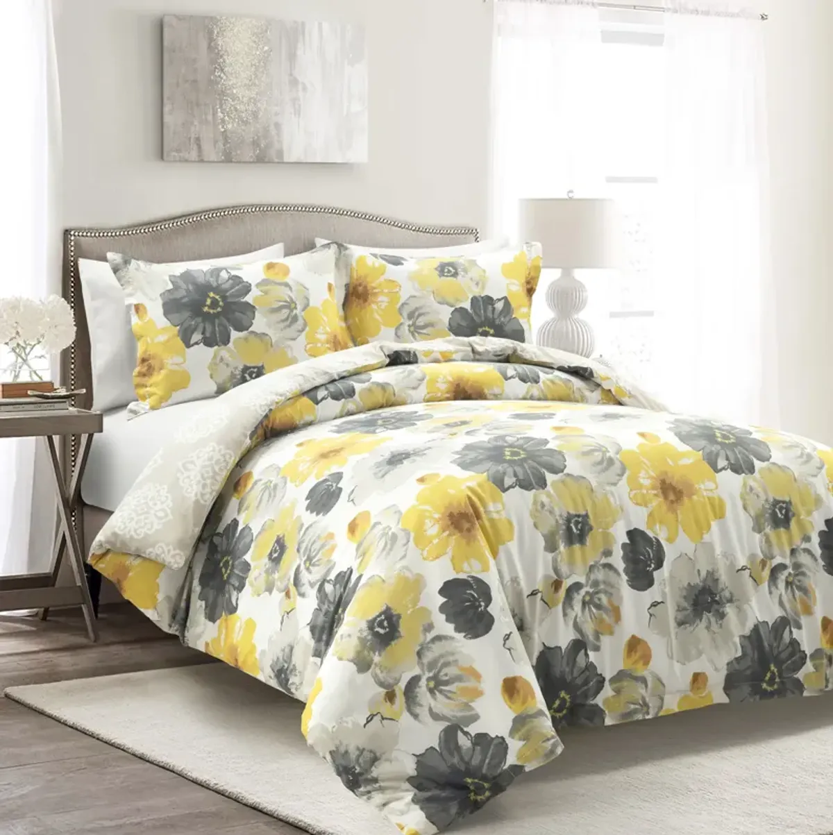 Leah Reversible Cotton Duvet Cover  3Pc Set