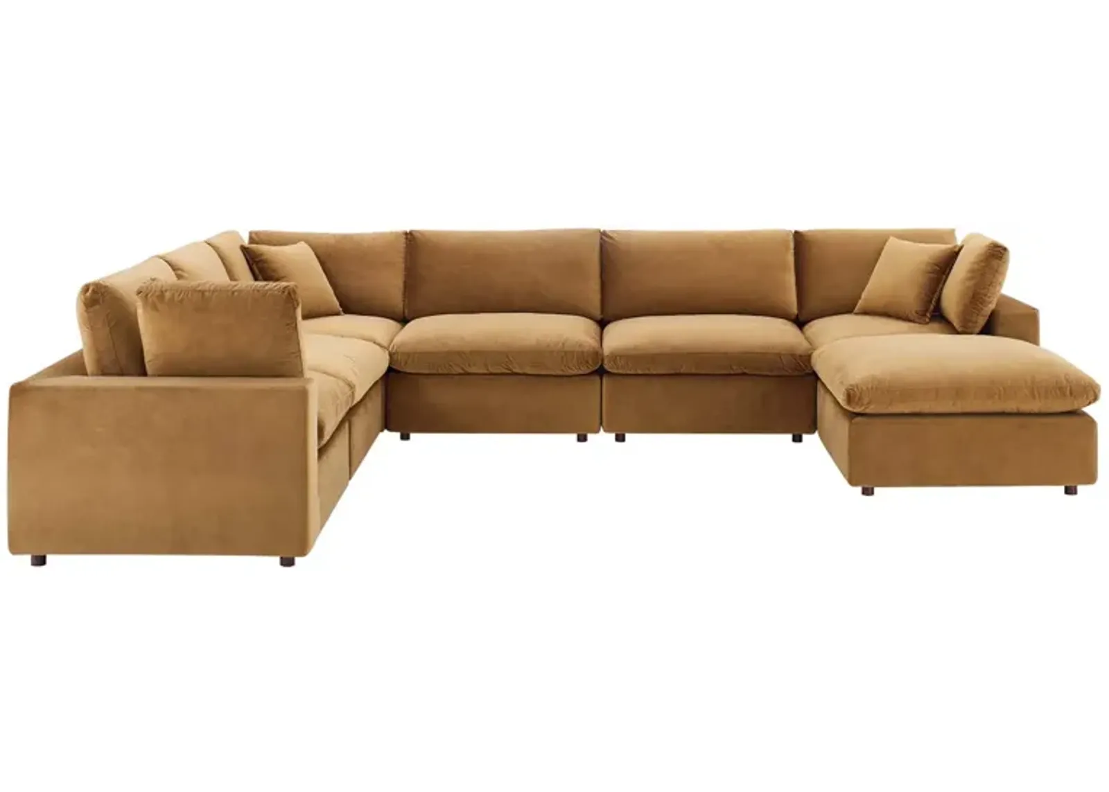 Commix Down Filled Overstuffed Performance Velvet 7-Piece Sectional Sofa