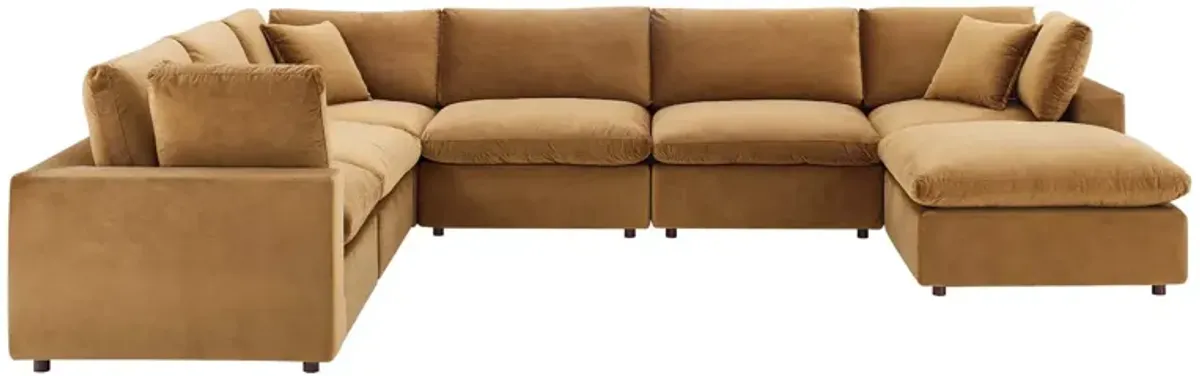 Commix Down Filled Overstuffed Performance Velvet 7-Piece Sectional Sofa