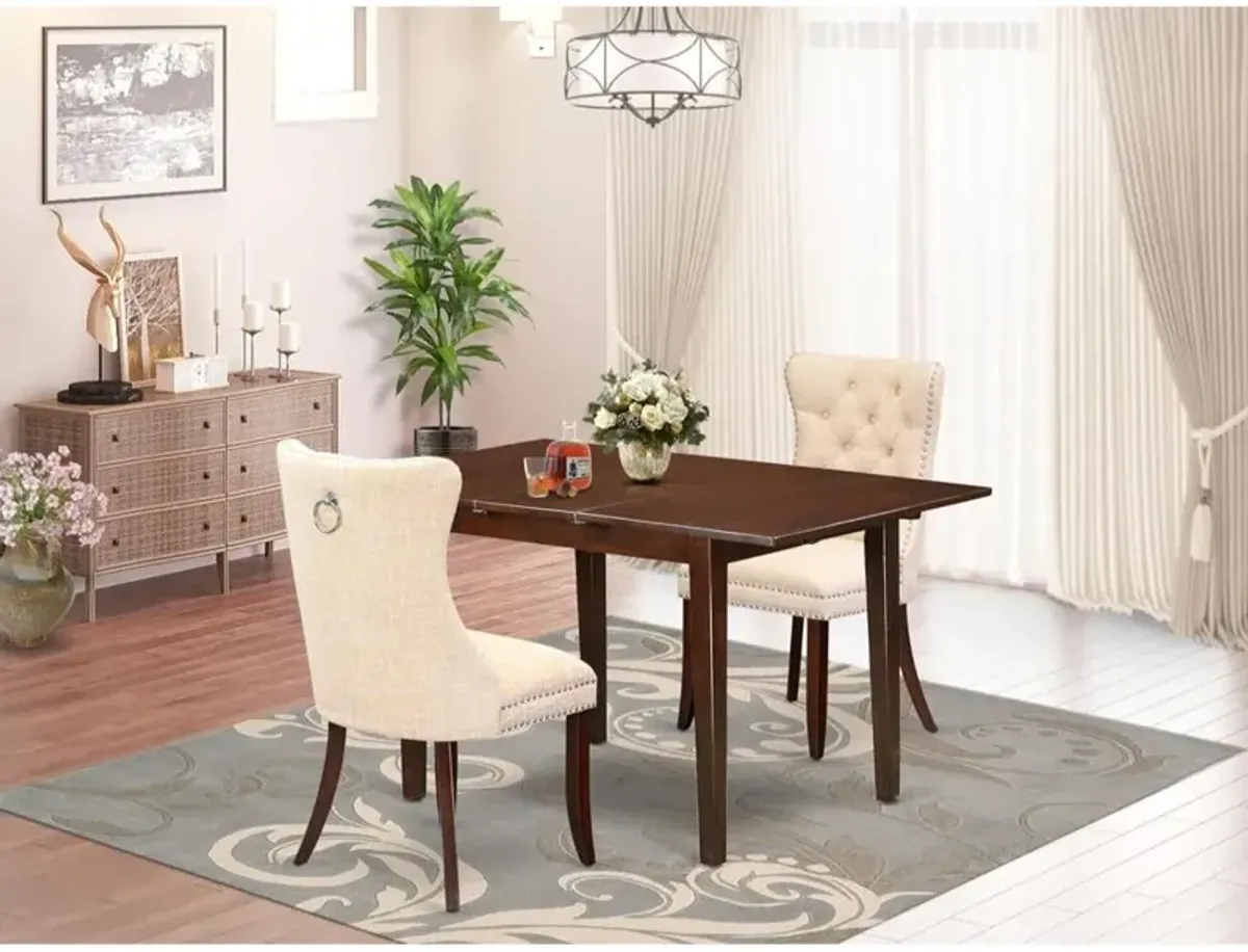 3 Piece Kitchen Set Consists of a Rectangle Dining Table with Butterfly Leaf