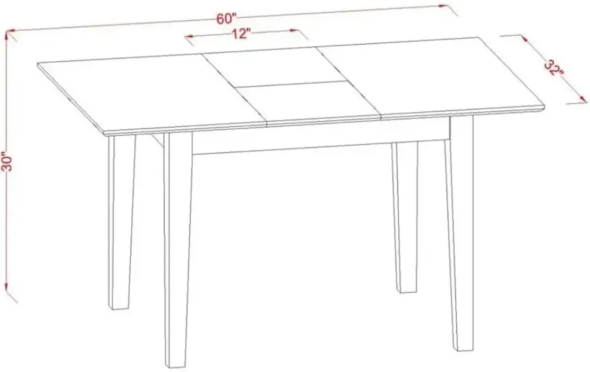 3 Piece Kitchen Set Consists of a Rectangle Dining Table with Butterfly Leaf