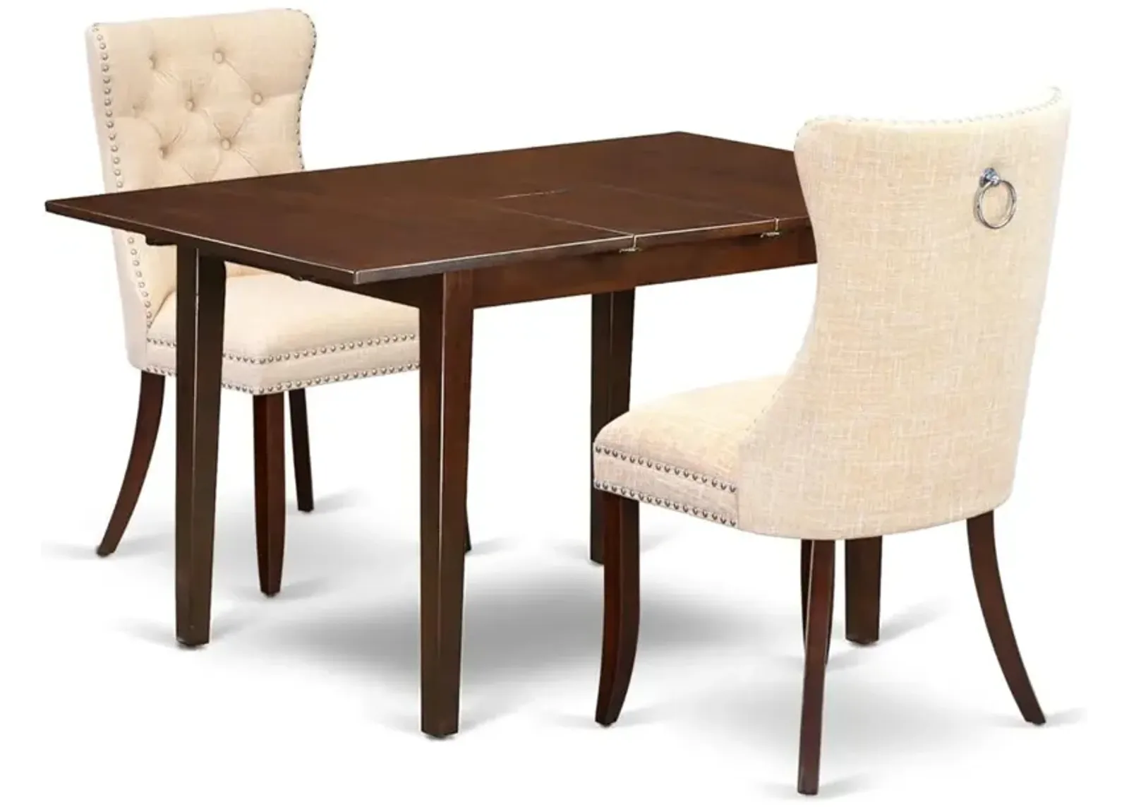 3 Piece Kitchen Set Consists of a Rectangle Dining Table with Butterfly Leaf