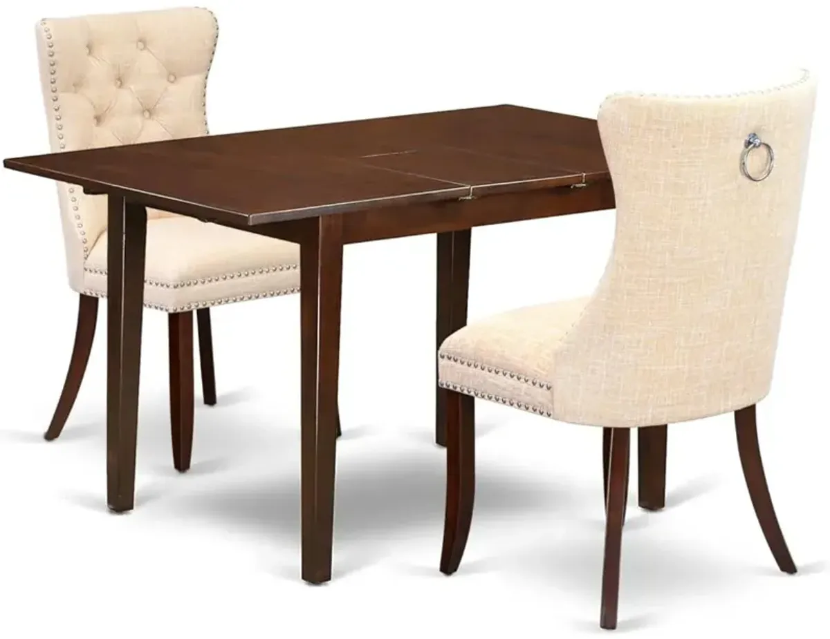 3 Piece Kitchen Set Consists of a Rectangle Dining Table with Butterfly Leaf