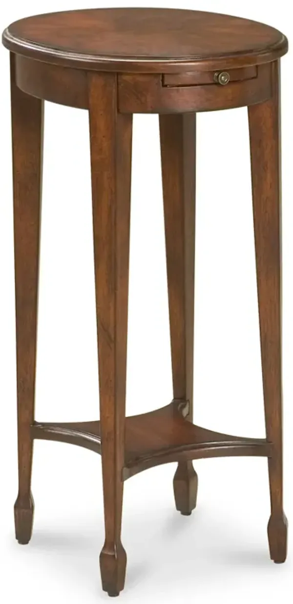 Hivvago 26" Dark Brown And Cherry Manufactured Wood Oval End Table With Shelf