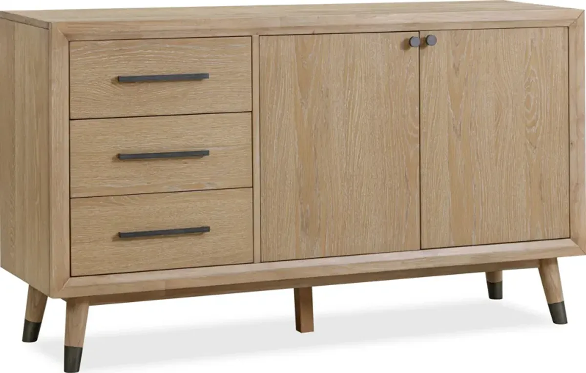 Franklin Three Drawer Two Door White Oak Sideboard in Au Natural