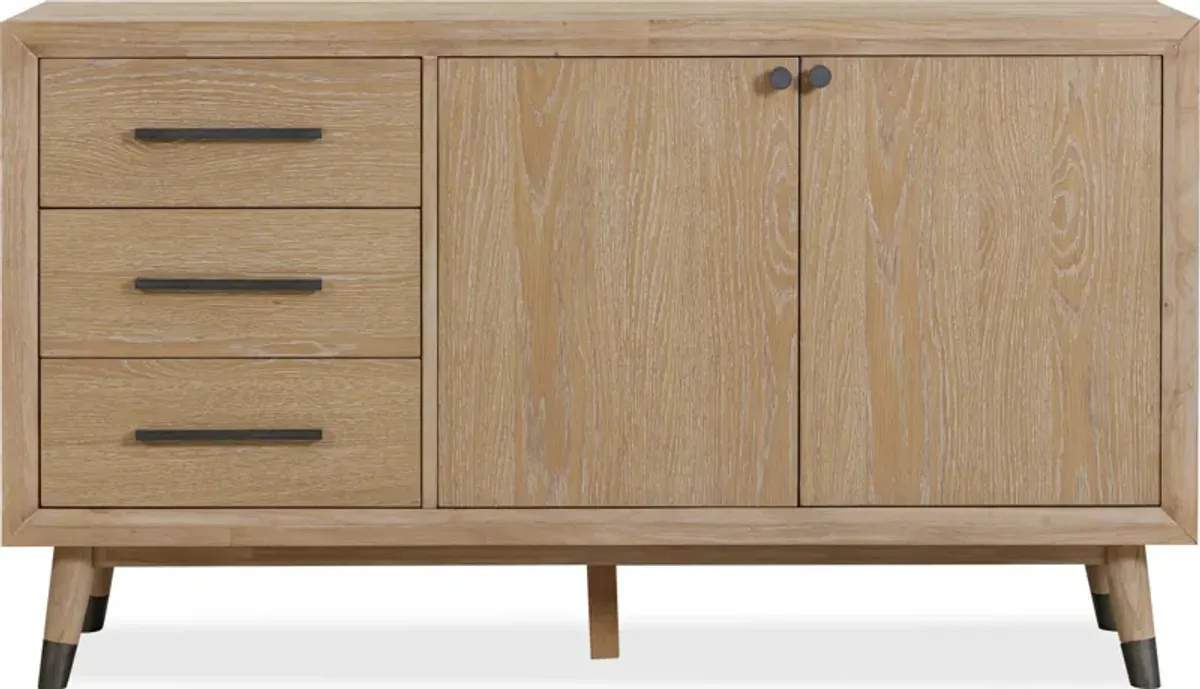 Franklin Three Drawer Two Door White Oak Sideboard in Au Natural