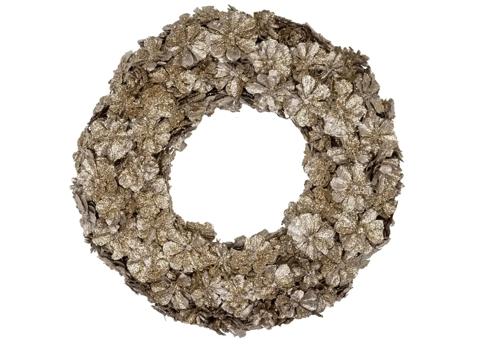 Gold Glitter Pine Cone Artificial Christmas Wreath  12-Inch