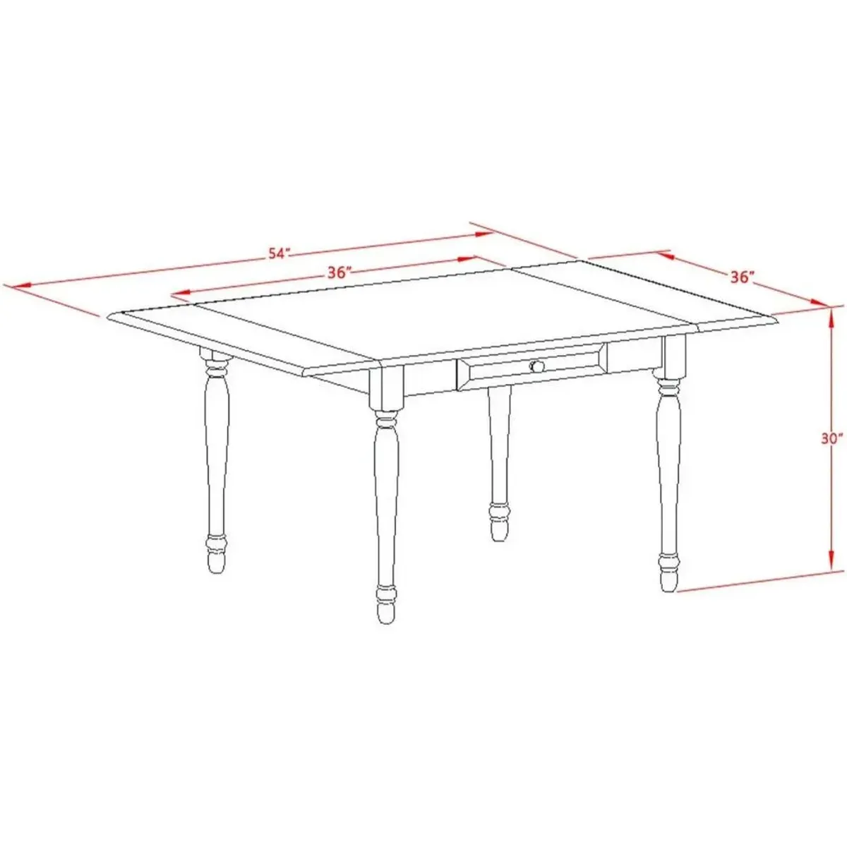 5 Piece Dining Set Consists of a Rectangle Kitchen Table with Dropleaf