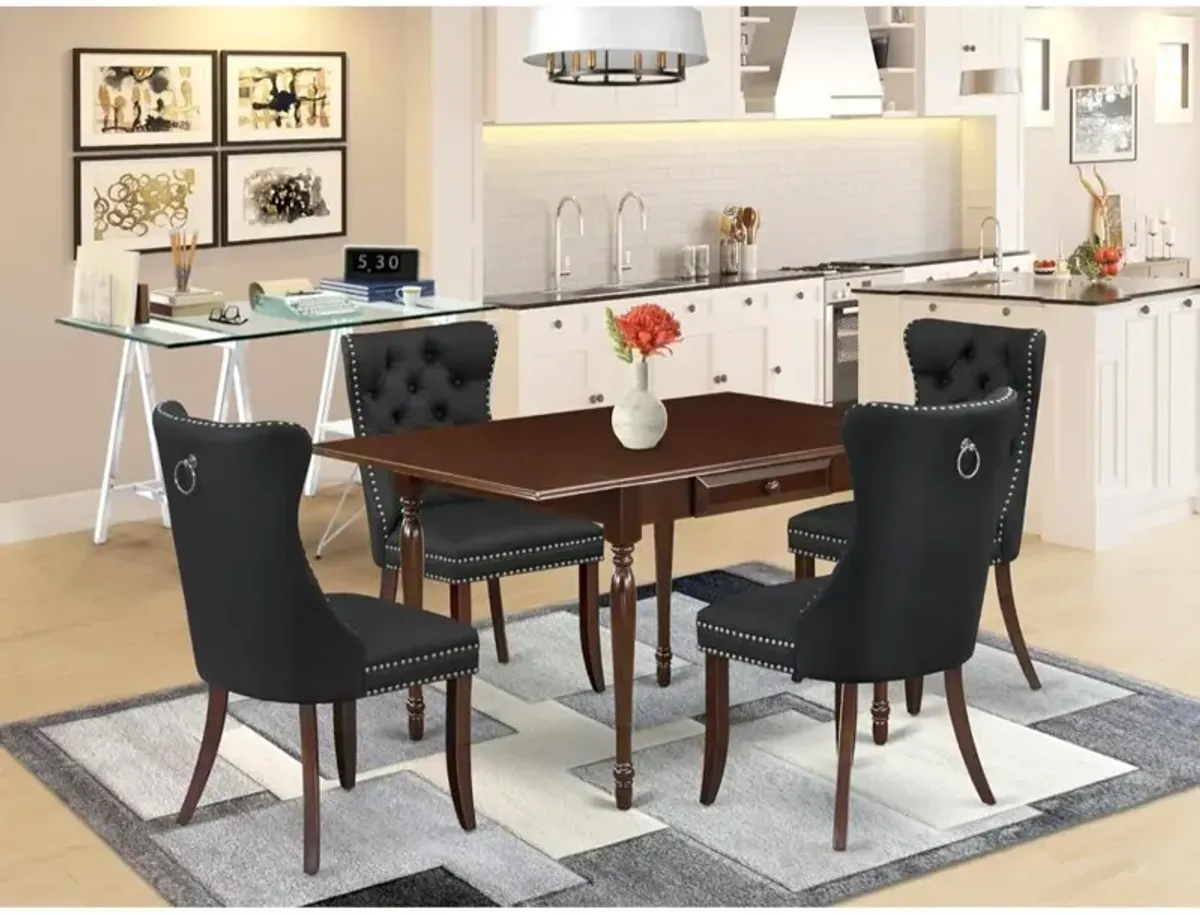 5 Piece Dining Set Consists of a Rectangle Kitchen Table with Dropleaf