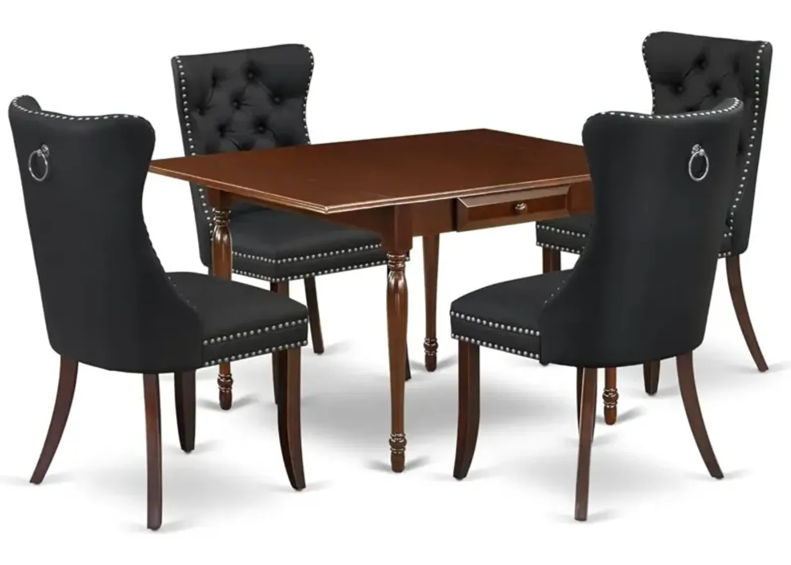 5 Piece Dining Set Consists of a Rectangle Kitchen Table with Dropleaf