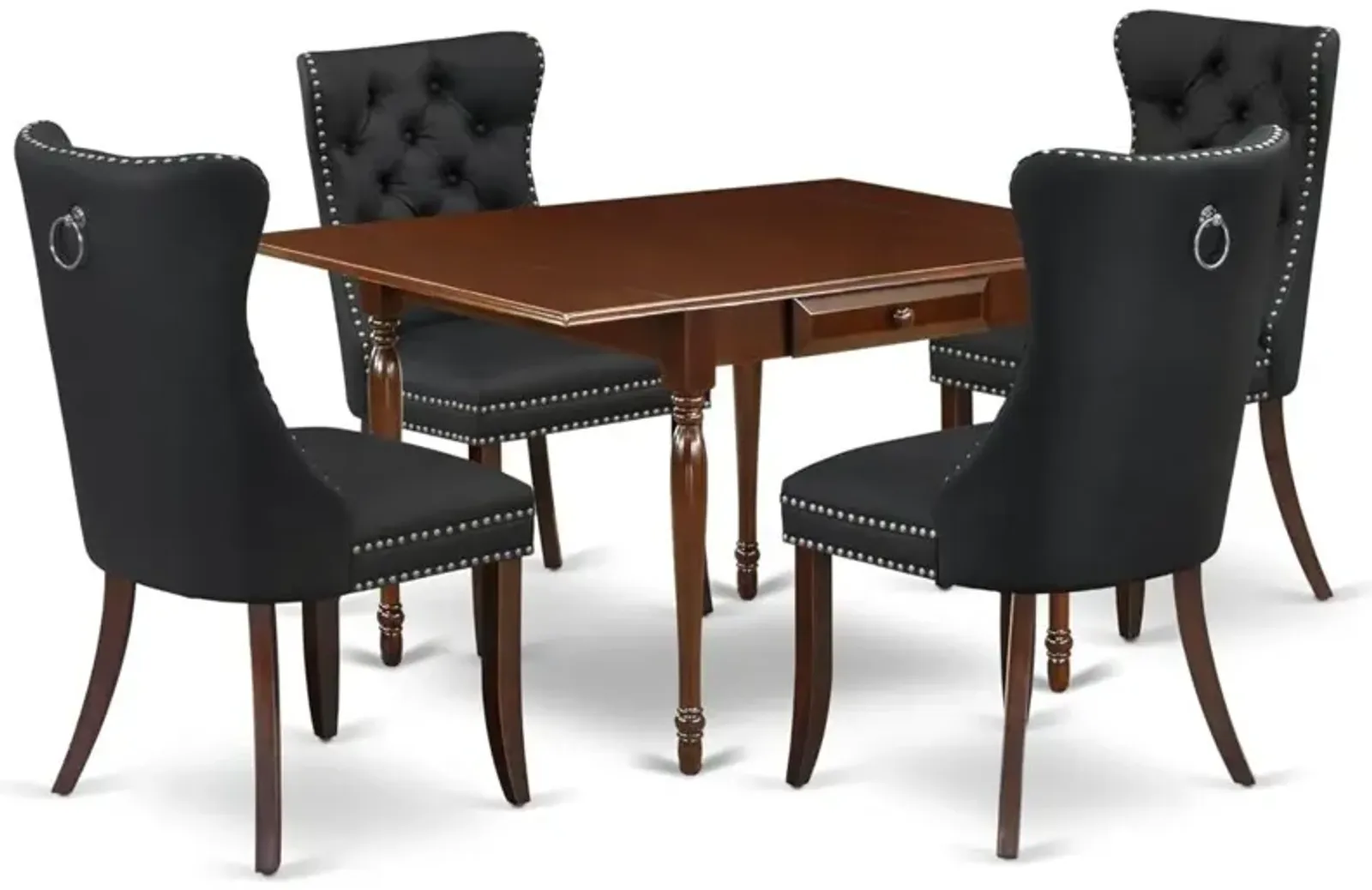 5 Piece Dining Set Consists of a Rectangle Kitchen Table with Dropleaf