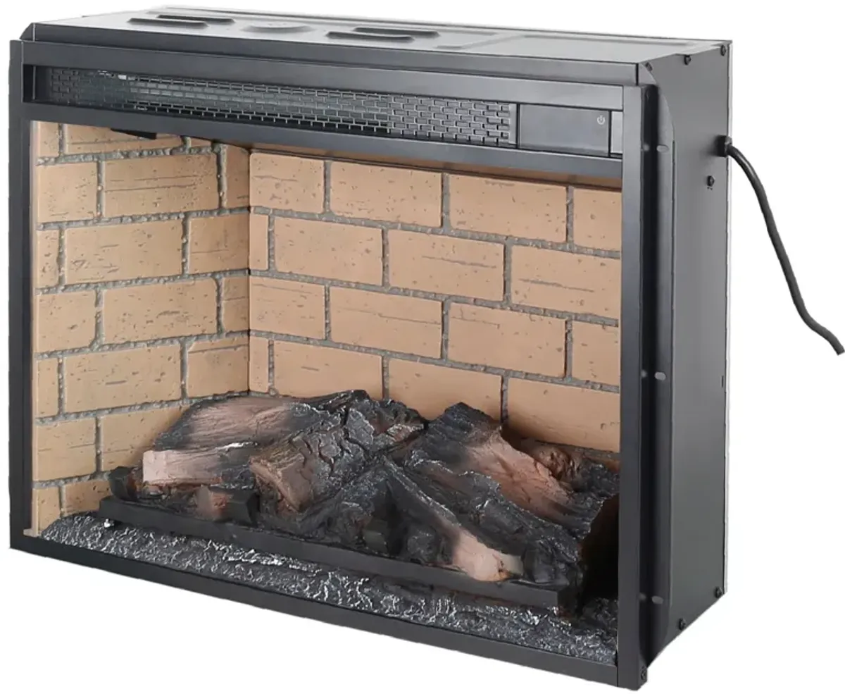 MONDAWE 23 Inch Infrared Quartz Heater Fireplace Insert -Woodlog Version With Brick