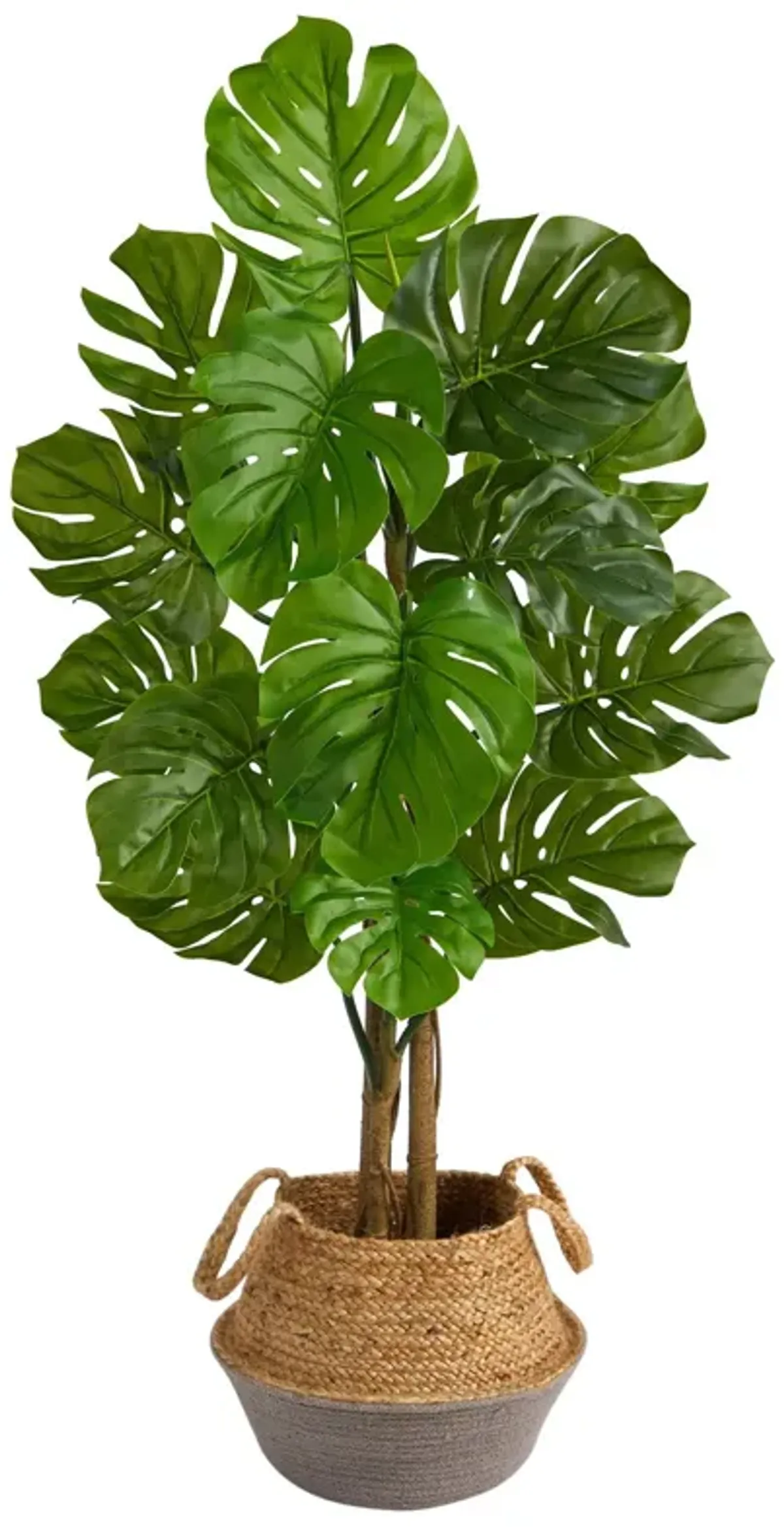Nearly Natural 4-ft Monstera Tree in Cotton Gray Planter UV (Indoor/Outdoor)