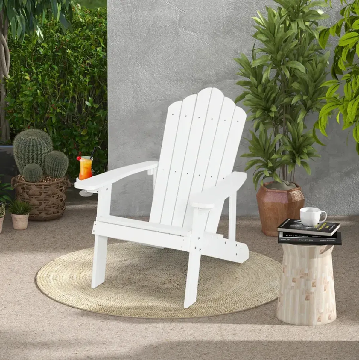 Weather Resistant HIPS Outdoor Adirondack Chair with Cup Holder