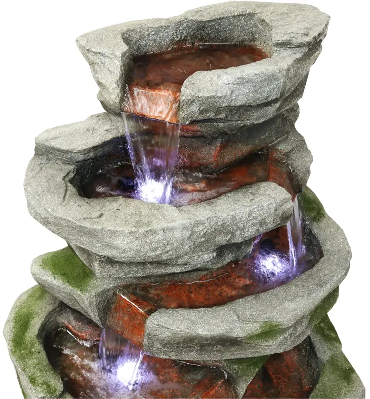 Sunnydaze Lighted Cobblestone Waterfall Fountain with LED Lights - 31 in