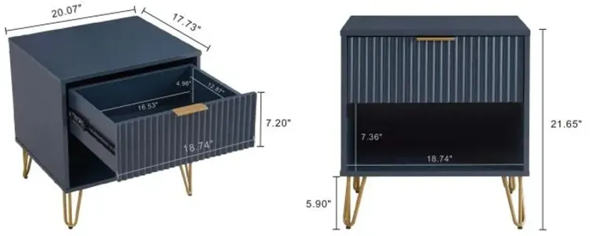 Dumbo 1-Drawer Nightstands in Blue (Set of 2)