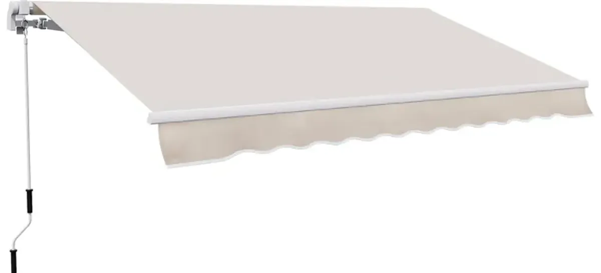 Beige Outdoor Shade: 8'x7' Manual Retractable Patio Awning