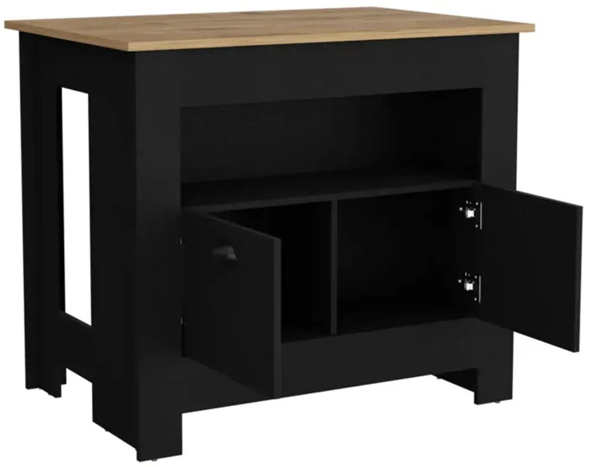 Kitchen Island Geneva, Kitchen, Black / Macadamia