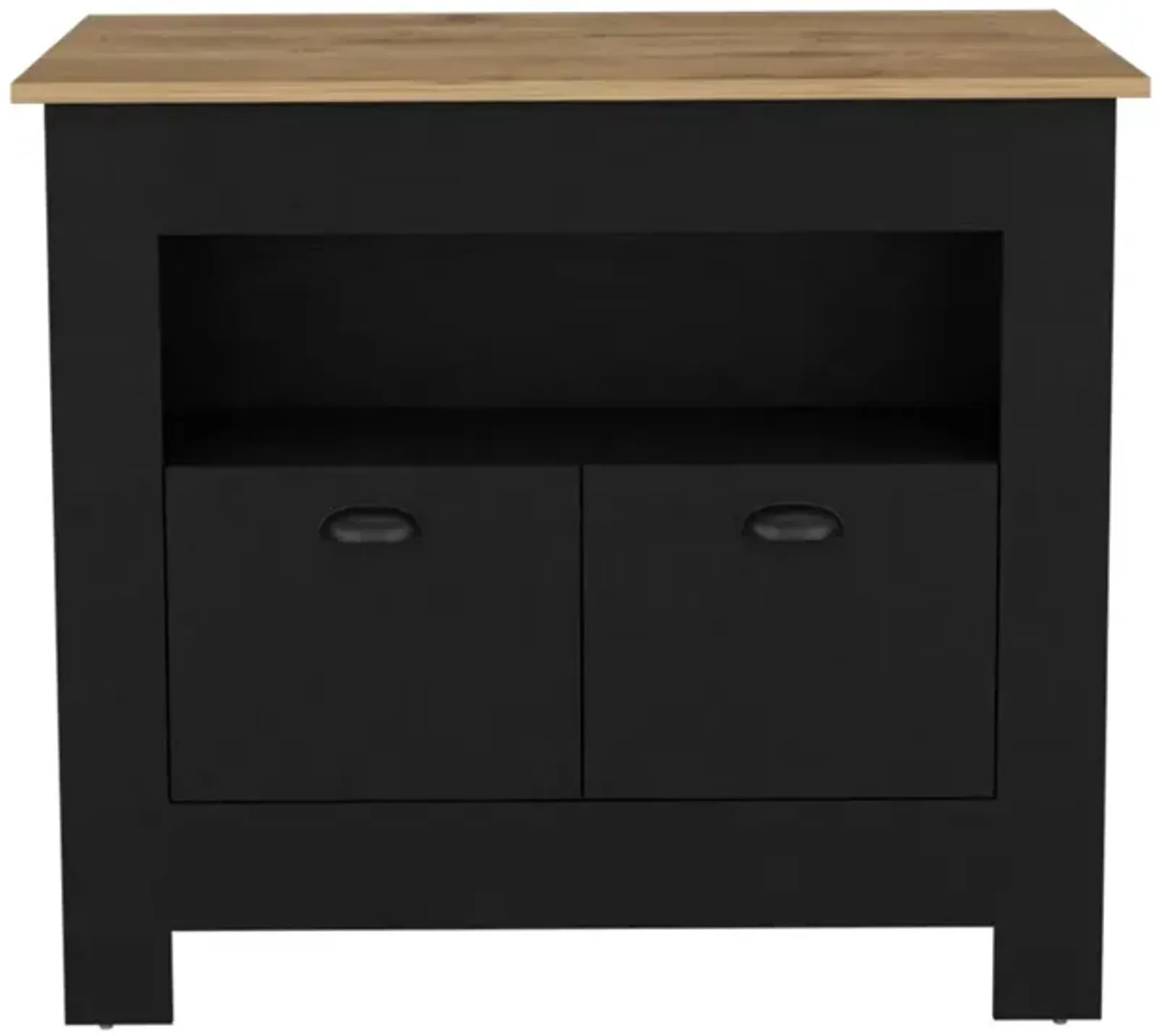 Kitchen Island Geneva, Kitchen, Black / Macadamia