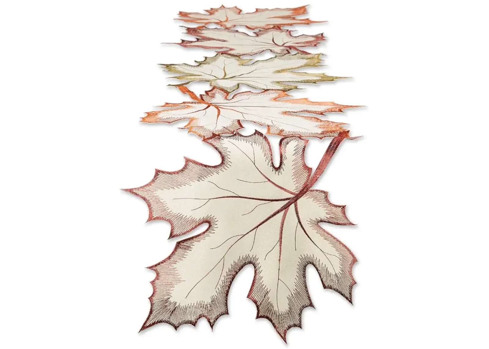 108" Beige Maple Leaves Embroidered Table Runner